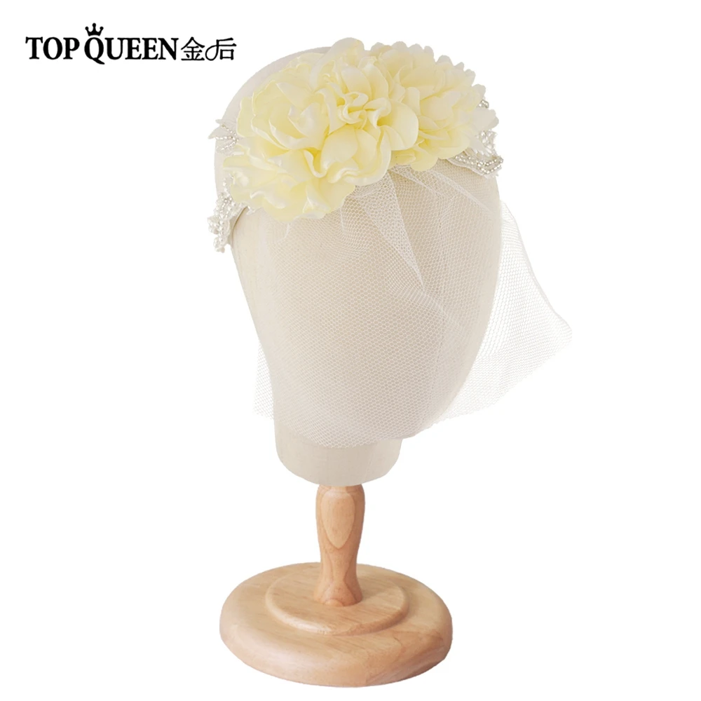 TOPQUEEN H251-WS обруч на голову Свадебные повязки на голову вуаль шляпа лента для волос свадебное тиара, свадебное головное украшение свадебные аксессуары для волос