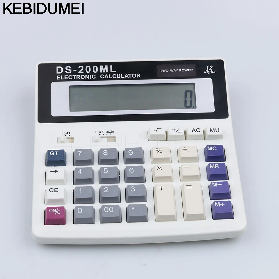 

Good Quality DS-200ML Office using Muti-function calculator Large keys Dual power computer Solar 12 Digits desk calculator