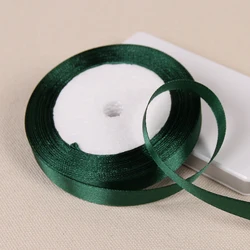 Dark Green Silk Satin Ribbon - 25 Yards for Wedding & Home Decor, Gift Wrapping, Sewing & DIY Accessories (12mm Dark Green)