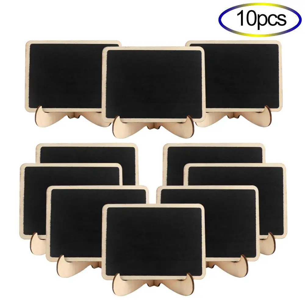 OurWarm 10 шт деревянная меловая вывеска 10*7,5 см для номера свадебных столов доски для сообщений зажимы для именных карточек принадлежности для свадебной вечеринки - Цвет: Черный