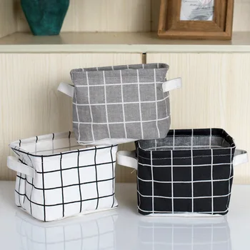 

Cotton Linen Desktop Storage Basket Waterproof Organizer Sets Handles Sundries Organizer for Cosmetic Storage Baskets
