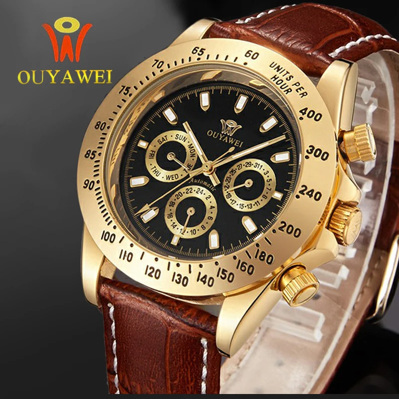 Prix pour Ouyawei mode en cuir mécanique montres montre en or mens watch top marque de luxe montre homme horloge hommes montre-bracelet automatique Prix pour Ouyawei mode en cuir mécanique montres montre en or mens watch top marque de luxe montre homme horloge hommes montre-bracelet automatique