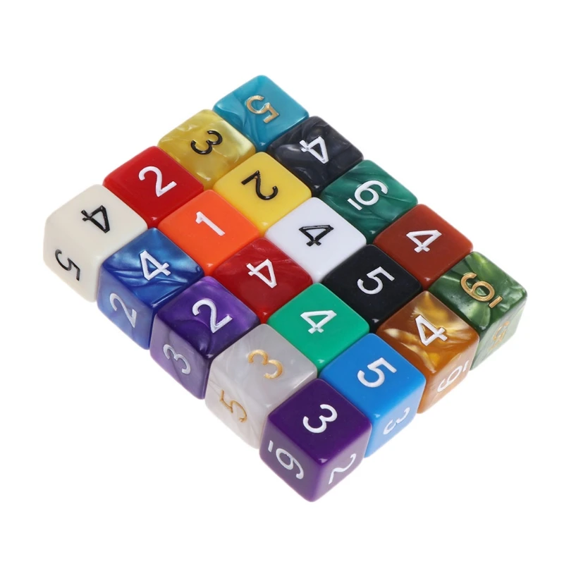 cheap 20pcs 15mm Multicolor Acrylic Cube Dice Beads Six Sides Portable Table Games Toy