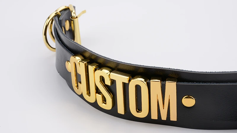 Custom Personalized Name Choker Necklace Exaggerated Wide Genuine Leather Two Layer Collar Choose Word  Party Necklace Women 9