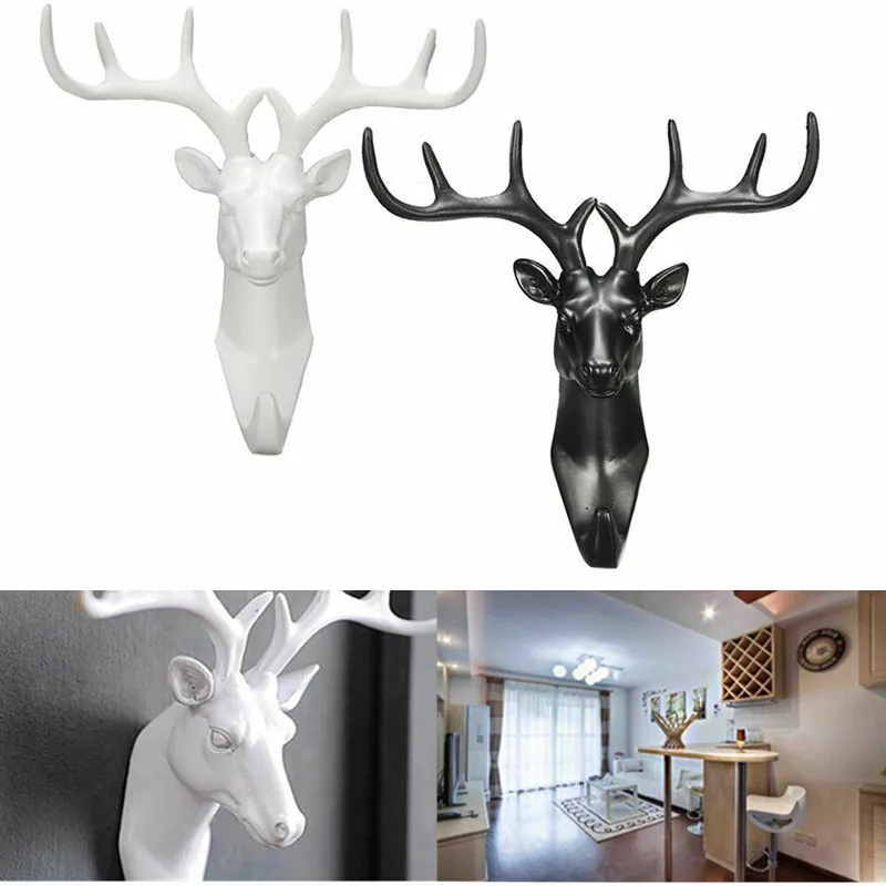 

Deer Head Animal Self Adhesive Clothing Display Rack Hook Coat Hanger Cap Room Decor Show Wall Bag Keys Art Sticky Holder Craft