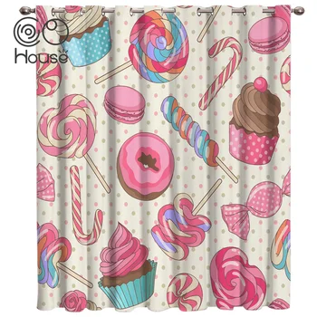 

COCOHouse Delicious Food Donut Curtain Lights Outdoor Indoor Decor Kids Curtain Panels With Grommets Curtains And Drapes Party