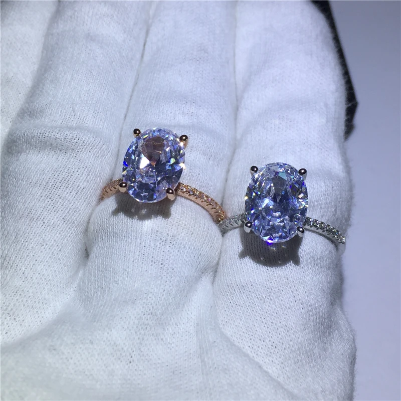 Кольцо-пасьянс, 925 пробы, серебро, овальный, 3ct, AAA, циркон, cz, массивное, обручальное кольцо, кольца для женщин, свадебные, вечерние, ювелирные изделия