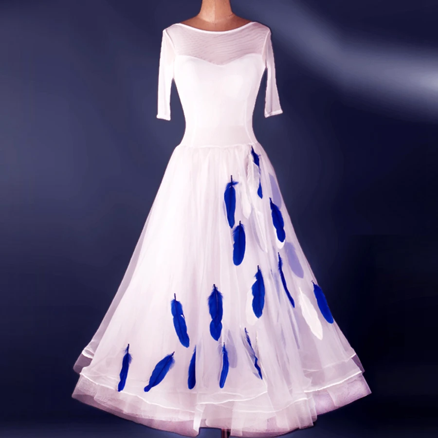 2016 New Dress For Ballroom Dancing Feather Style Luxury Waltz Dance