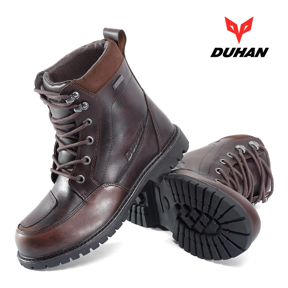 

DUHAN Men Motorcycle Boots martin tooling work Waterproof Moto Boots Outdoor Motocross Leather Shoes Moto Vintage Ankle Boots