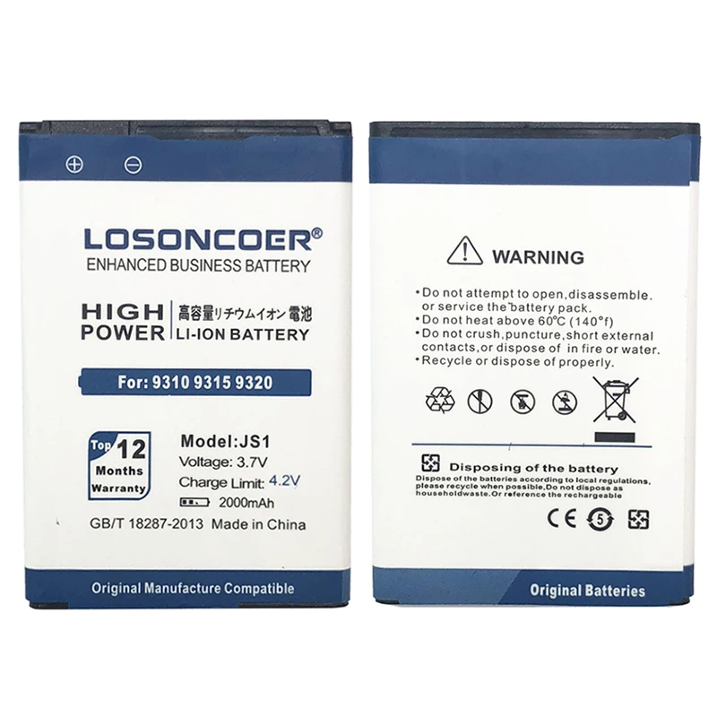 LOSONCOER 2000 мАч JS1 для Blackberry Curve 9310 9720 9220 9320 9315 9230 батарея телефона большой
