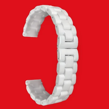 

18mm Ceramic Watch Band for Withings Activite / Steel / Pop Stainless Steel Clasp Strap Belt Wrist Loop Bracelet White + Tool