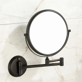

Black retro European beauty mirror wall hanging triple magnification bathroom pendant bathroom wall telescopic mirror LO71210