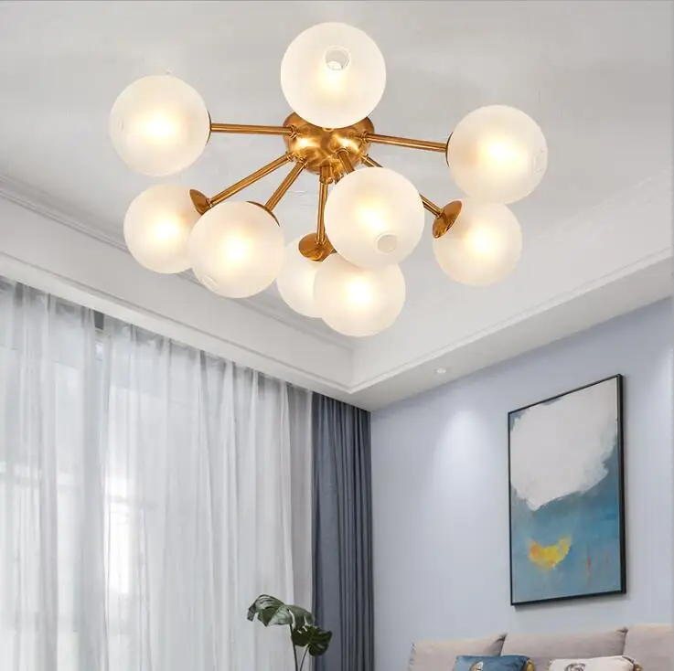 

Living room designer creative personality model room lamp bedroom molecular glass bubble ball ceiling lamp