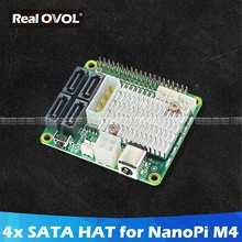 RealQvol FriendlyARM ELEC NanoPi M4 4x SATA HAT Поддержка 6 Гбит/с/3 Гбит/1,5 Гбит/с интегрированный разъем питания