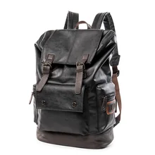 2016 Hommes Pu Sac À Dos En Cuir Collège Étudiant École Sac À Dos Sacs pour Les Adolescents Vintage Mochila Casual Sac À Dos Voyage Sac À Dos