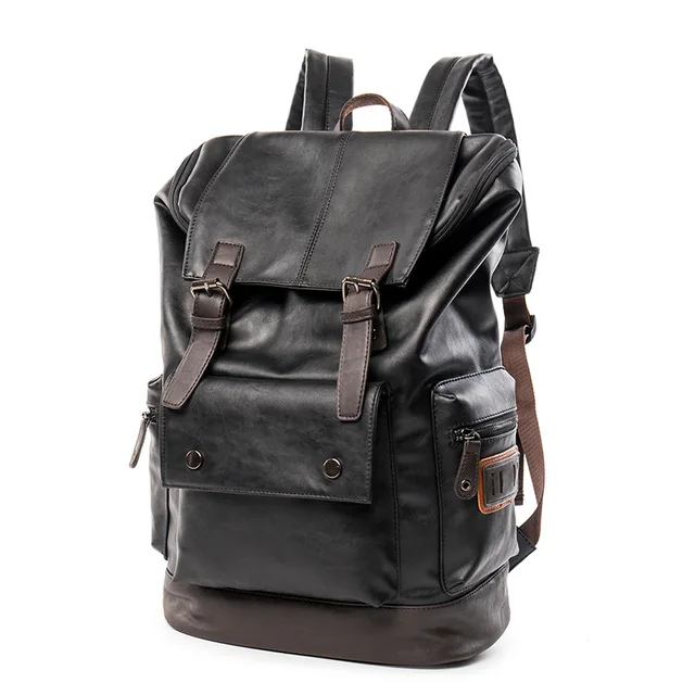 Buy 2016 Men Pu Leather Backpack College Student