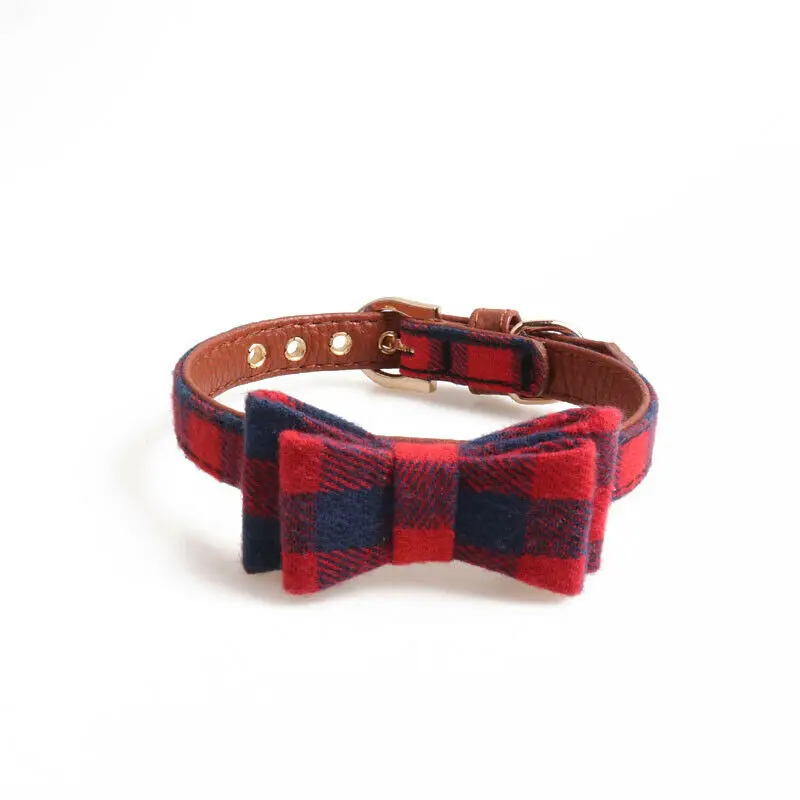 

Leather Cats Puppy Dogs Collars with Bowtie Puppy Collars Bow Tie Cute Cat Collar Removable Bow Tie Adjustable for Small Pet