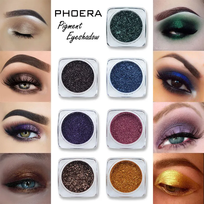 PHOERA Glitter Eyeshadow Powder Makeup Professional Shimmer Metallic Eye Shadow Glitters Pigment Eyes Cosmetics