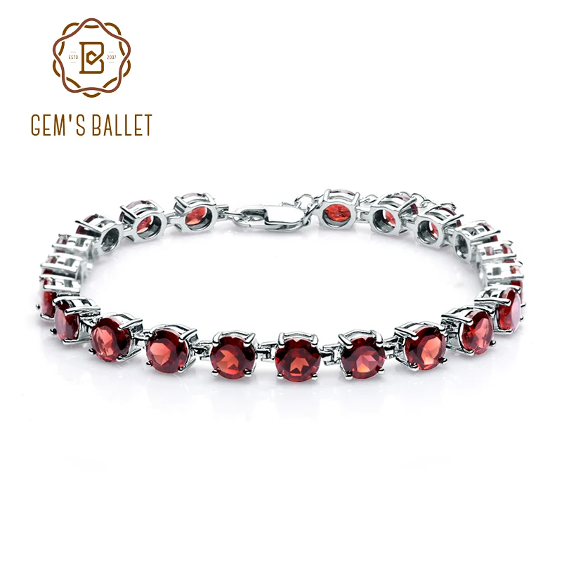 

Gem's Ballet 925 Sterling Silver Gemstone Bracelet 22.11Ct Natural Red Garnet Bracelets & Bangles For Women Wedding Fine Jewelry