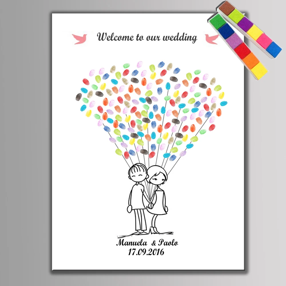 

1 set Personalized Customize Sweet Lovers Unique Fingerprint DIY Guestbook For Wedding and Birthday Party Decoration Guest Book