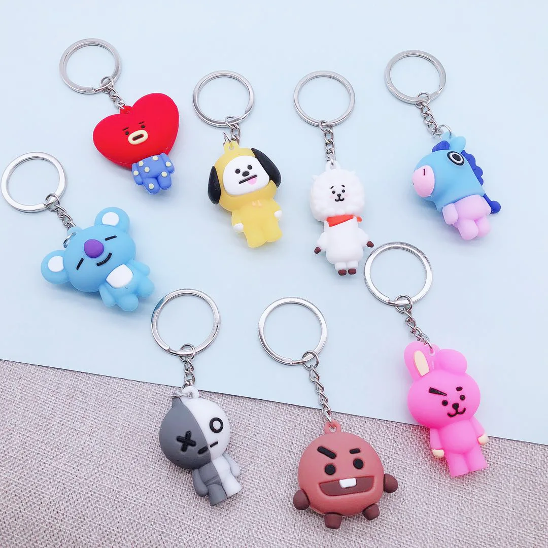 

New 8 styles KPOP keychains key rings KPOP Suga Jimin J hope Jin Rap Monster JUNGKOOK V pendant keychains for bags gifts DS