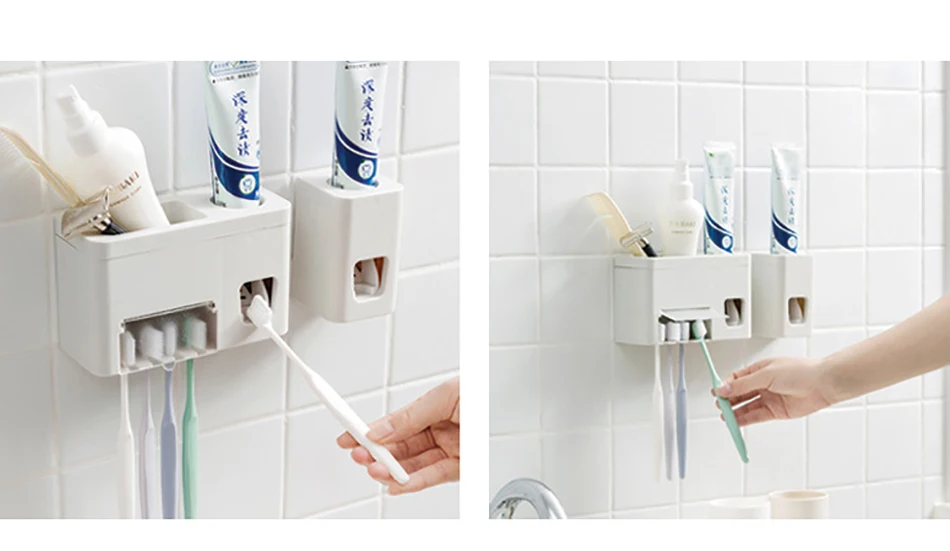 GUNOT Автоматический Диспенсер зубной пасты многофункциональная зубная щетка держатель пластиковая стойка для хранения Настенные наборы аксессуаров для ванной комнаты