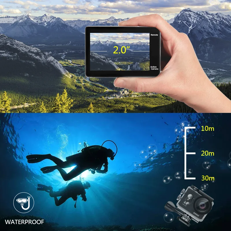 100% оригинальная Экшн камера EKEN H9R Ultra HD 4K WiFi с пультом дистанционного управления 2
