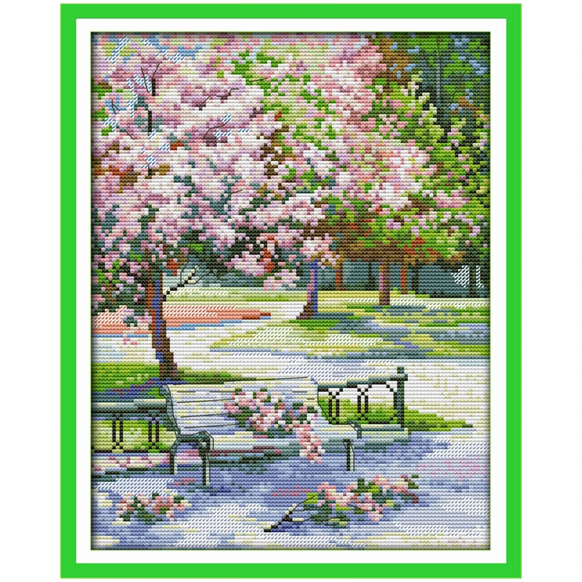 

Needlework, The Spring in The Park Counted Cross Stitch 11CT 14CT landscape Cross-stitch Kits Embroidery Stitch