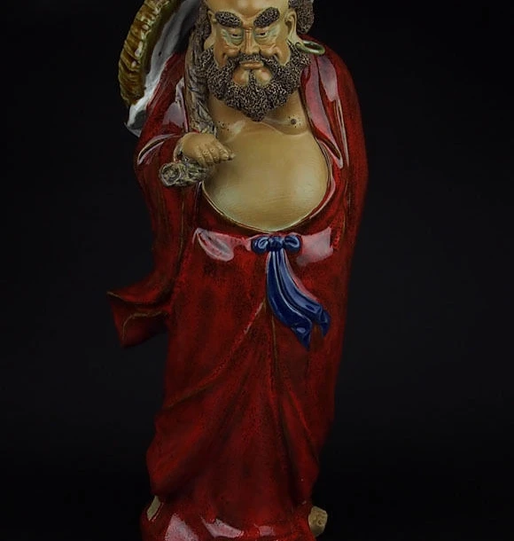 

China Pottery Wucai Porcelain Decoration Dharma Damour Bodhidharma Buddha Statue