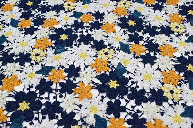 Colours Daisy embroidered water-soluble lace fabric for dress bazin riche getzner telas por metro tissu tissus au metre tela DIY