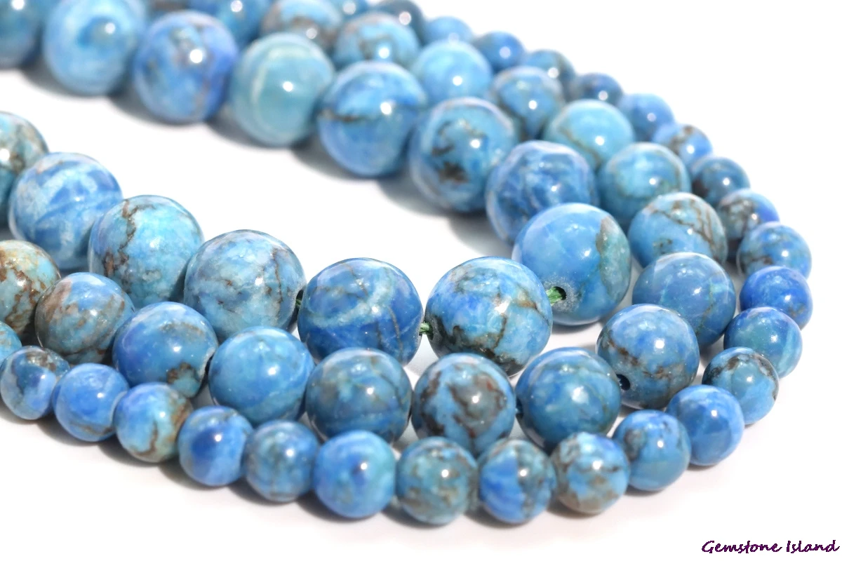 

GemIsland Wholesale Natural Blue Turquoises Loose Beads Round Shape 6/8/10mm