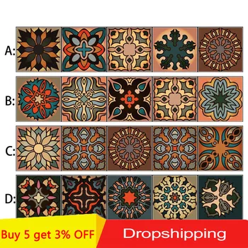 

Neoclassical Arabic Style Tile Sticker Postmodernism Home Furniture Decoration Wallpapers Waterproof Oil Proof Kitchen Mural