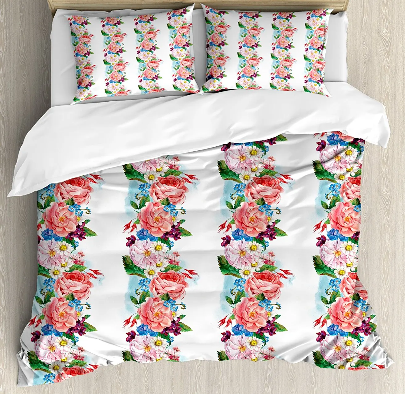 Flower Duvet Cover Set Picturesque Bouquet with Mix Daisy Wild