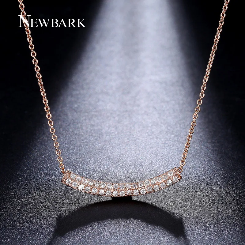 font b NEWBARK b font Simple Bar Pendant Two Rows Tiny Cubic Zircon Paved font