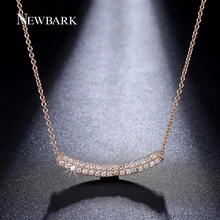 NEWBARK Simple Design Rose Gold Color Bar Necklace Wholesale 2 Row Cubic Zirconia Pendant Chain Necklaces