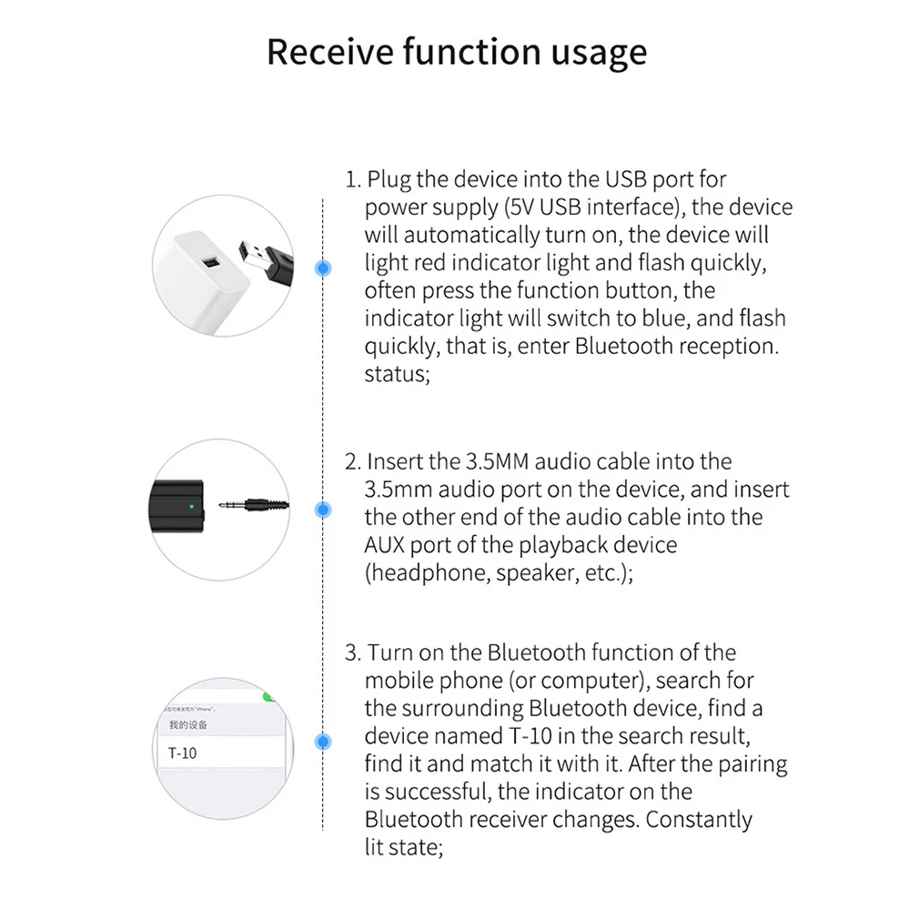 SOONHUA 2в1 USB BT 5,0 аудио приемник передатчик 3,5 мм стерео аудио адаптер Plug And Play с аудио кабелем