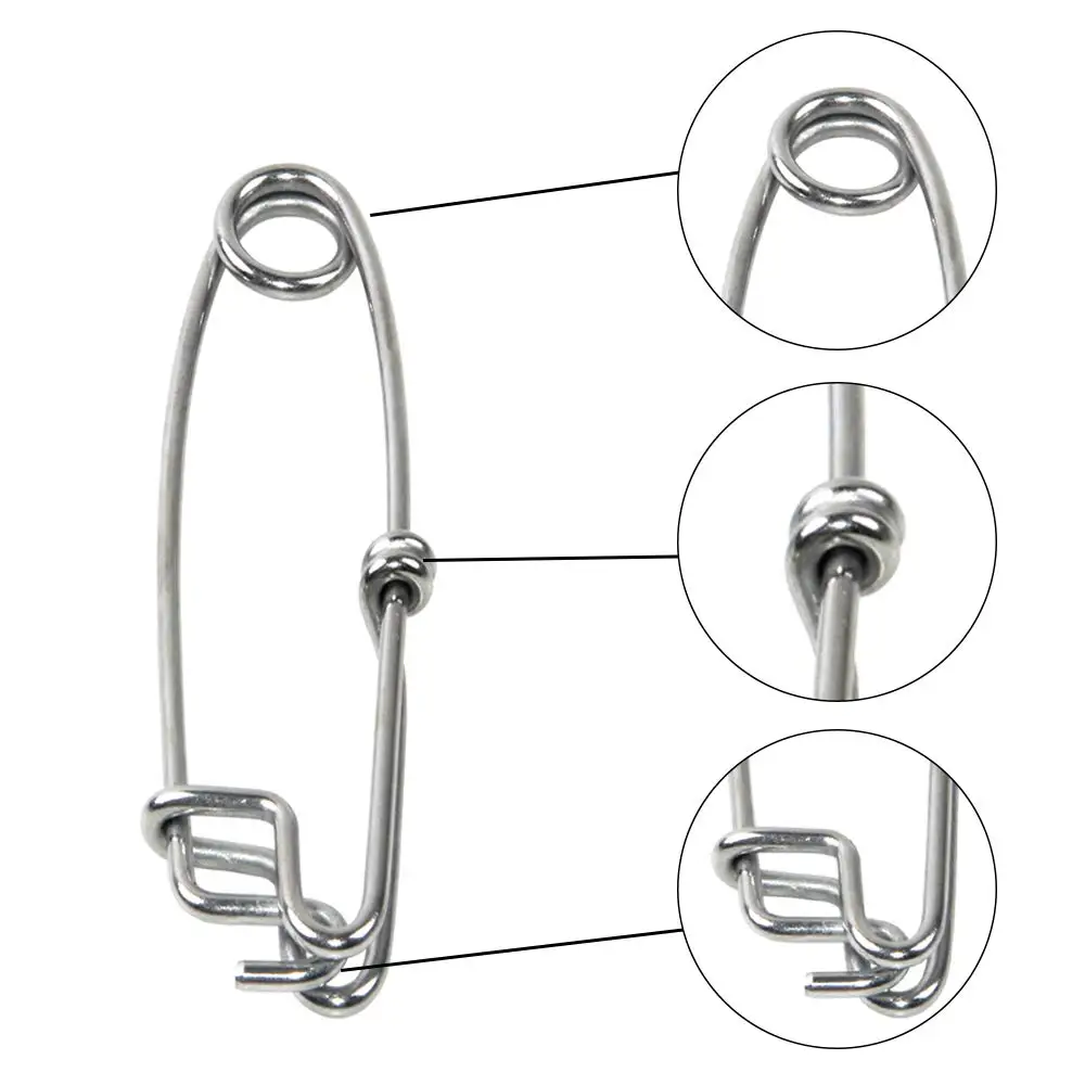 10pcs Stainless Steel Longline Snap Clips High Strength Branch Hanger Snap  Float Line Tuna Clip Fishing Float Decoy