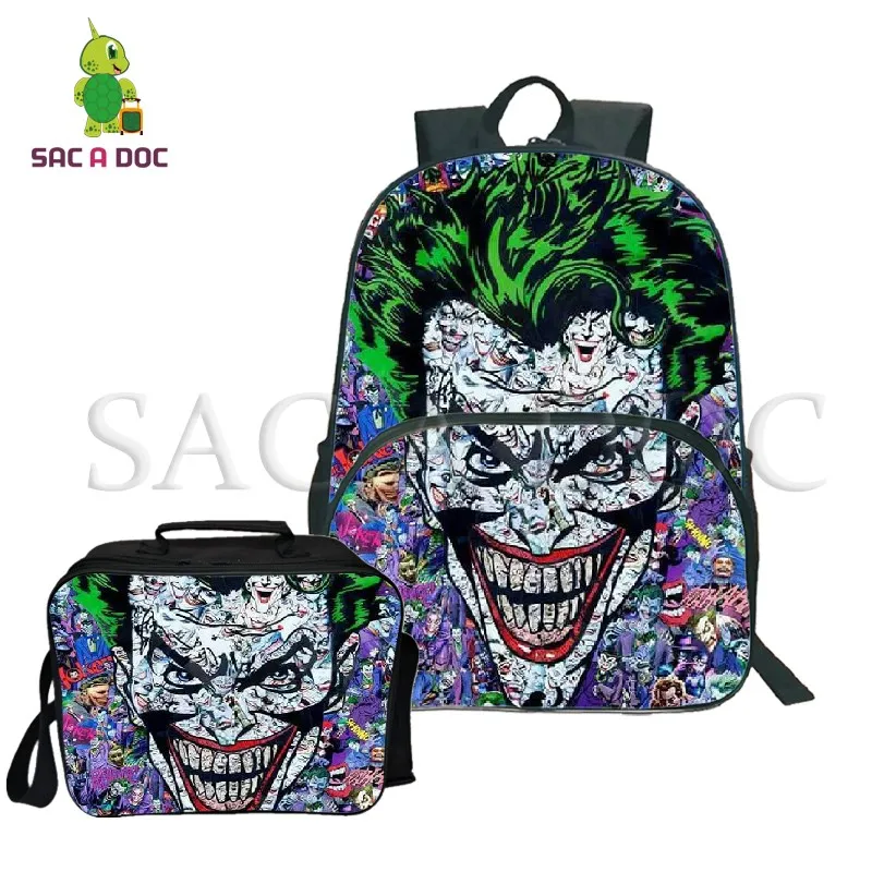 

Batman Joker 2Pcs/Sets Backpack for Teenagers Girls Boys Laptop Backpack Fashion Travel Rucksack with Cooler Bag