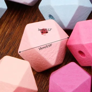 

50PCS Wooden Faceted Geometric Hexagon Beads For Jewelry Making DIY Jewelry Mixed Color Beads Bracelet Beads Necklace Hand Made