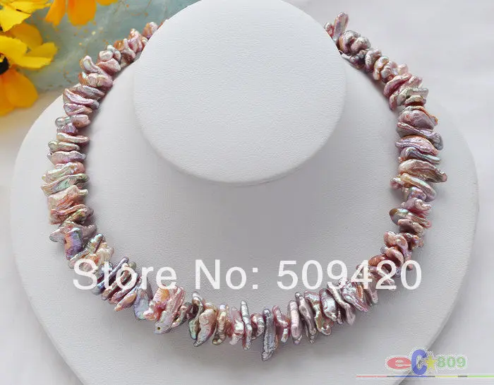 

~~ Free Shipping >>P3827 New Style 17" DENS LAVNDER BIWA FRESHWATER PEARL NECKLACE