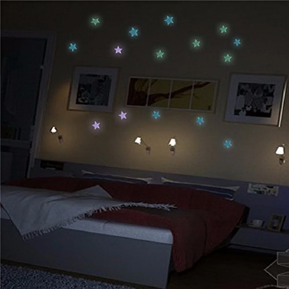 100-pcs-Luminous-Stars-Glow-in-the-Dark-Fluorescent-Noctilucent-Plastic-Wall-Stickers-Decals-for-Home