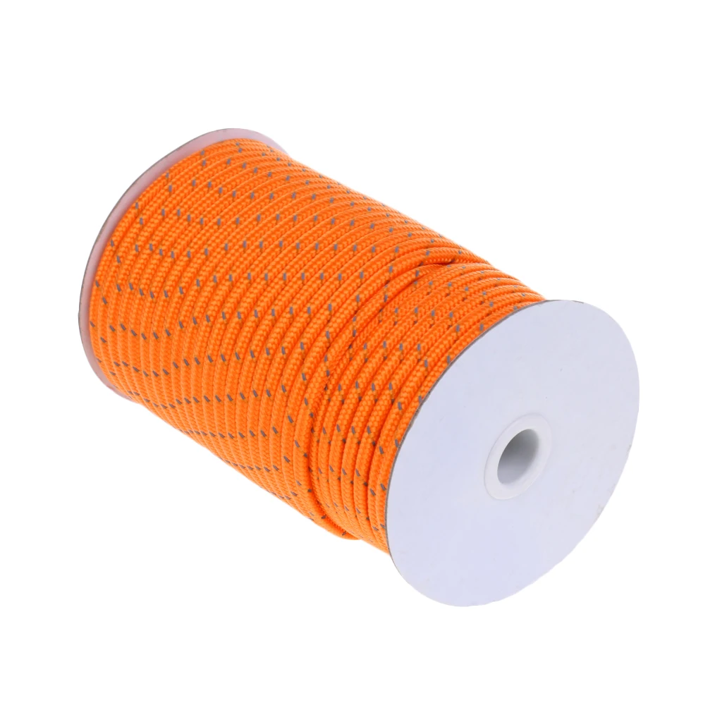 High Visibility 5mm 50m Fluorescent Reflective Guyline Tent Rope Nylon Cord Paracord for Outdoor Camping Hiking Tent 