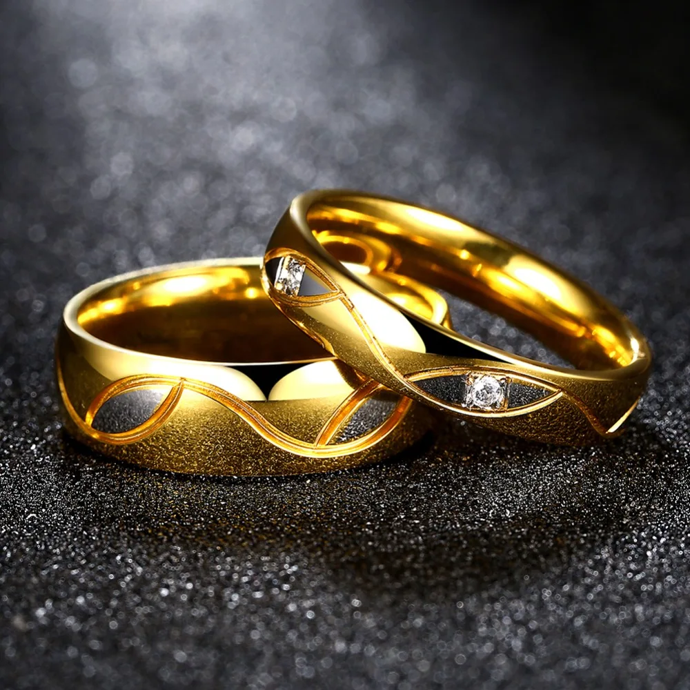 fashion wedding brand ring gold color pair rings set for men women designer couple rings with - Designer Wedding Rings fashion wedding brand ring gold color pair rings set for men women designer couple rings with - Designer Wedding Rings