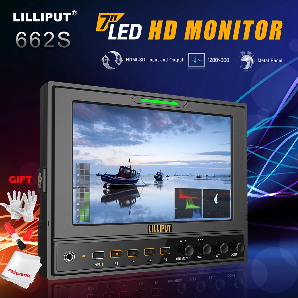 

Lilliput 662/S 7" IPS 1280*800 HD Camera Field Professional Monitor HD-SDI Input/Output+Battery Plate+Sunshade Cover+Shoe Mount