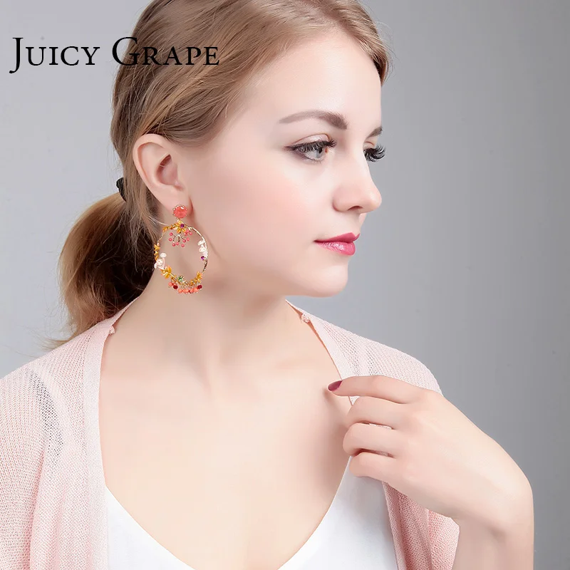 Франция Сочный Виноград Новые Поступления Роскошный Фонд Jewel Набор Гриб Серьги