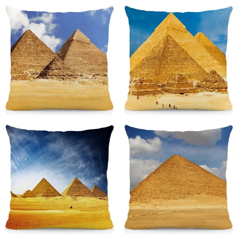 

XUNYU Egyptian Pyramids Cushion Cover 45x45cm Pillow Cases Polyester Pillowcase Home Decorative Throw Pillow Cover for Sofa KQ67
