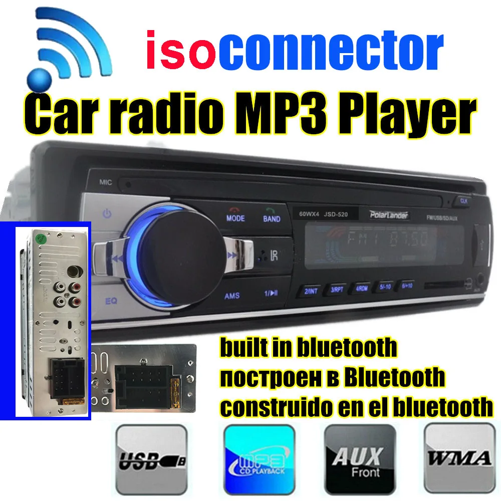 Polarlander bluetooth Авторадио автомобиля стерео радио FM Aux вход приемник SD USB 12V In-dash 1 din автомобильный MP3 мультимедийный плеер