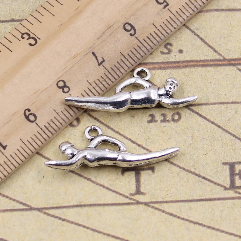 

20pcs Charms Swimming Swimmer Sporter 29x11mm Tibetan Pendants Antique Jewelry Making DIY Handmade Bracelet Necklace