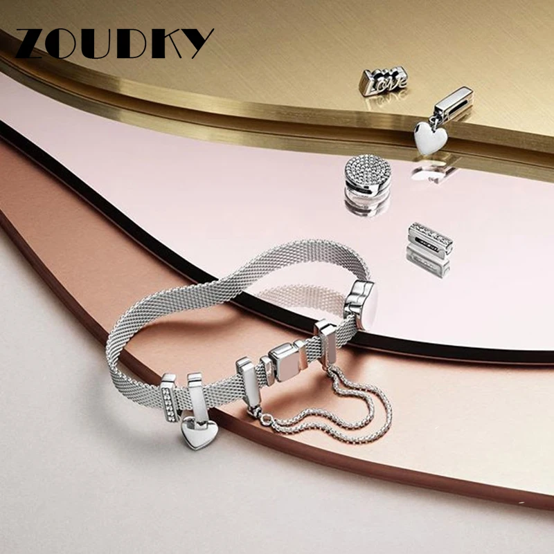 

2018 New 100% 925 Sterling Silver Reflexions Bracelet Set Fit European Charm Beads For Women Original Fashion Diy Jewelry Gift