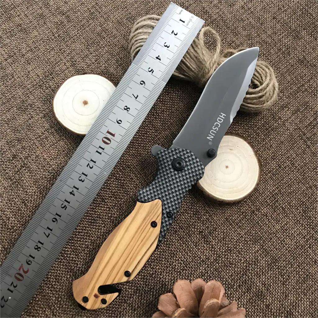 

HDCSUN x50 CS GO carbon fiber+rosewood Folding knife cold steel ganzo Tactical huntingknive camping survival Pocket Knife tool